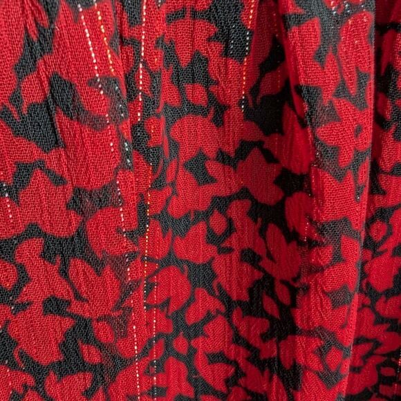 Michael Kors Chiffon Red and Black Floral Mixed Pattern Long Sleeve Dress Size M - Picture 9 of 16